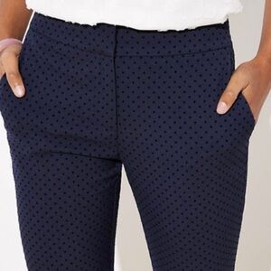Loft Marisa Skinny Velvet Dot Pants in Navy Blue
